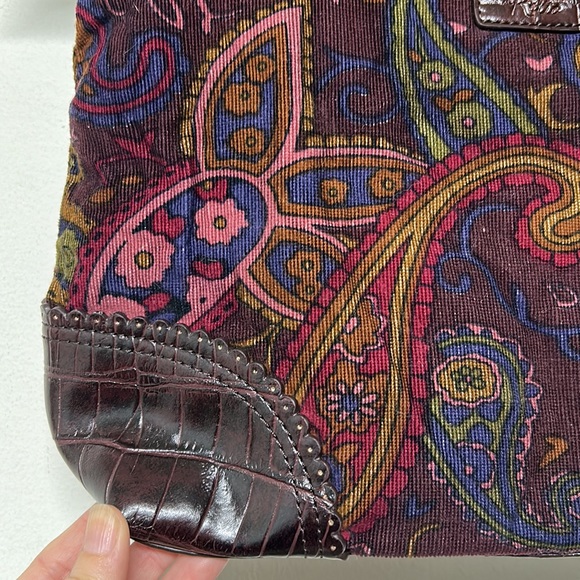 Relic Purple Paisley Corduroy & Vegan Leather Tote Bag - Picture 4 of 12